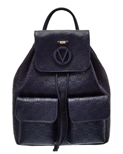 Valentino By Mario Valentino Simeon Dollaro Monogram Leather Backpack In Blue