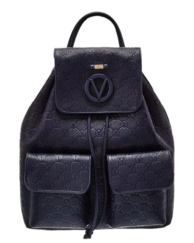 Valentino By Mario Valentino Simeon Dollaro Monogram Leather Backpack In Blue