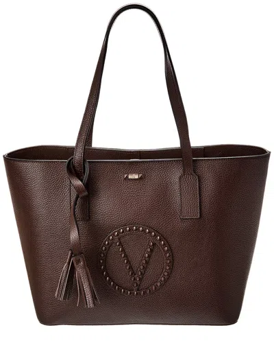 Valentino By Mario Valentino Soho Rock Leather Tote In Brown