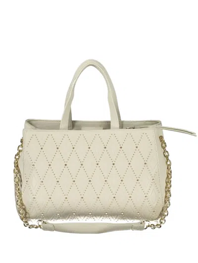 Valentino By Mario Valentino Stud-embellished Diamond-pattern Tote Bag In White