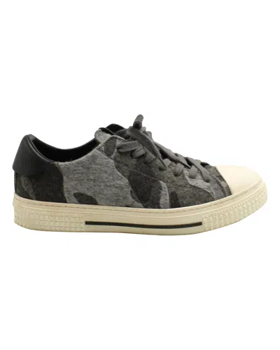 Valentino By Mario Valentino Valentino Camouflage Cap Toe Low Top Sneakers In Grey Wool Flannel