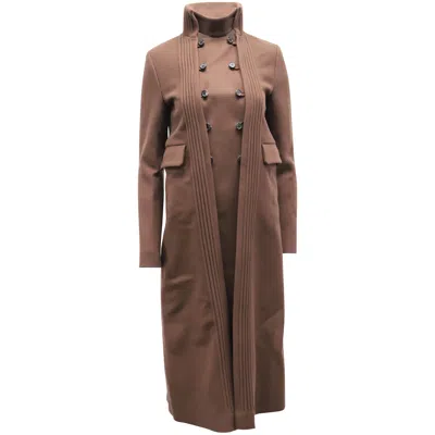 Valentino By Mario Valentino Valentino Double-breasted Pintuck Coat In Brown Wool