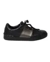 Valentino By Mario Valentino Valentino Garavani Rockstud Low-top Sneakers In Black Calf Leather In Black
