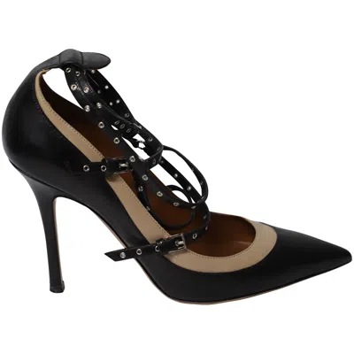 Valentino By Mario Valentino Valentino Grommet Studded Pumps In Black Leather