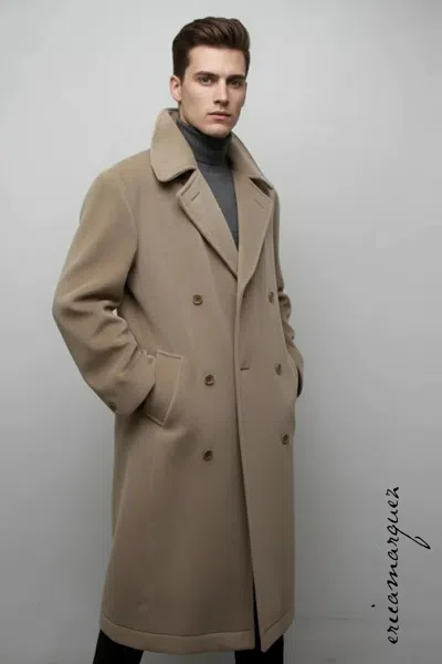 Pre-owned Valentino By Mario Valentino Valentino, Honey Color, Velour, Long Overcoat, Right And Left Buttons, F/w 1989 In Brown
