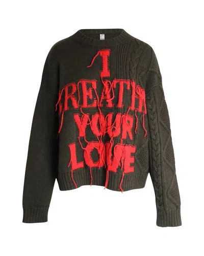 Pre-owned Valentino By Mario Valentino Valentino I Breathe Your Love Jumper In Green Virgin Wool