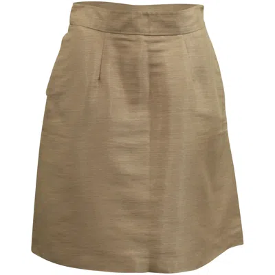 Pre-owned Valentino By Mario Valentino Valentino In-seam Pockets A-line Skirt In Beige Silk In Multi