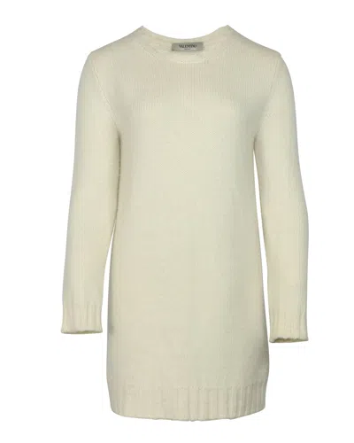 Valentino By Mario Valentino Valentino Knit Dress In Cream Cashmere In White