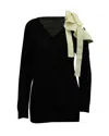 Valentino By Mario Valentino Valentino Knit Top With Ribbon In Black Viscose In Black