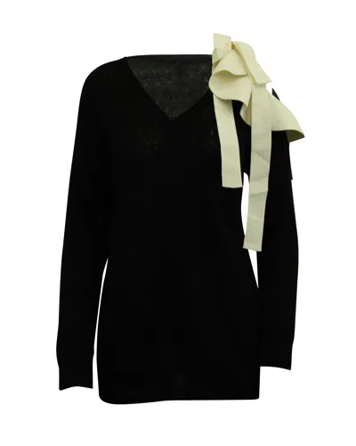 Valentino By Mario Valentino Valentino Knit Top With Ribbon In Black Viscose