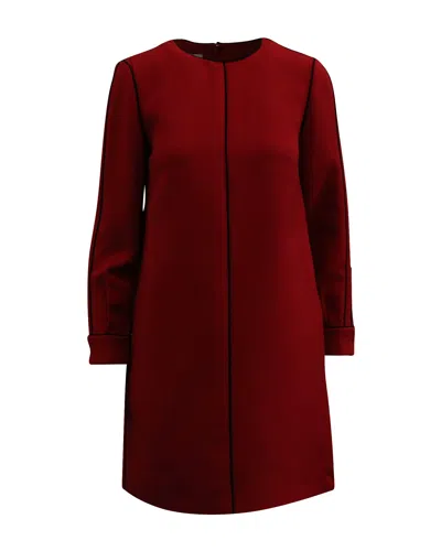 Valentino By Mario Valentino Valentino Long Sleeves Shift Dress In Red Wool Blend