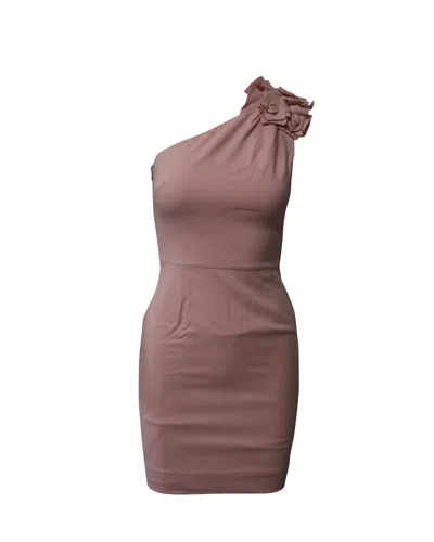 Valentino By Mario Valentino Valentino One Shoulder Rose Embellished Midi Dress In Light Pink Wool