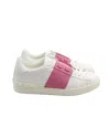 Valentino By Mario Valentino Valentino Open Sneakers In White Calfskin Leather In Pink