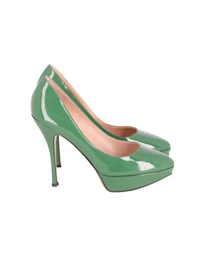 Valentino By Mario Valentino Valentino Platform Pumps In Green Patent Leather