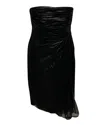 Valentino By Mario Valentino Valentino Ruched Strapless Mini Dress In Black Silk In Black
