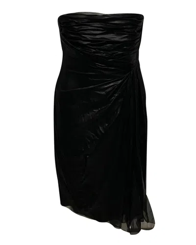 Valentino By Mario Valentino Valentino Ruched Strapless Mini Dress In Black Silk