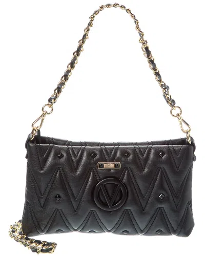 Valentino By Mario Valentino Vanille Diamond Leather Shoulder Bag In Black