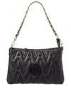 Valentino By Mario Valentino Vanille Diamond Leather Shoulder Bag In Black