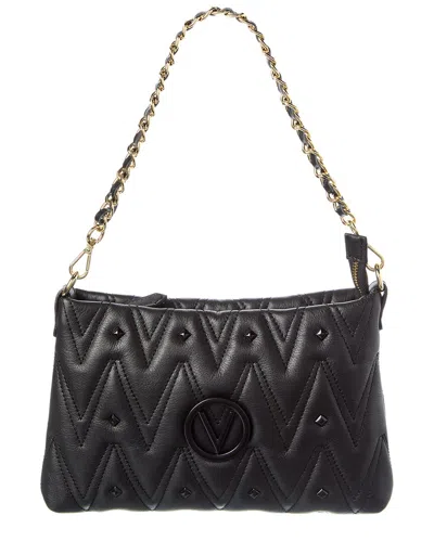 Valentino By Mario Valentino Vanille Diamond Leather Shoulder Bag In Black