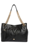 Valentino By Mario Valentino Verra Signature Leather Tote Bag In Black