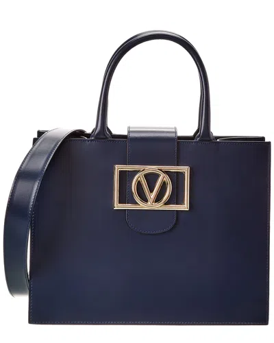 Valentino By Mario Valentino Victoria Super V Leather Tote In Blue