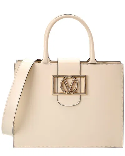 Valentino By Mario Valentino Victoria Super V Leather Tote In White