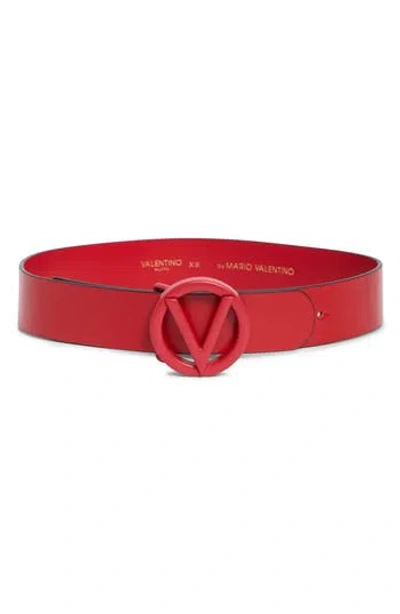 Valentino By Mario Valentino Vlogo Tonal Buckle Leather Belt