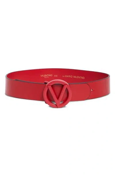 Valentino By Mario Valentino Vlogo Tonal Buckle Leather Belt