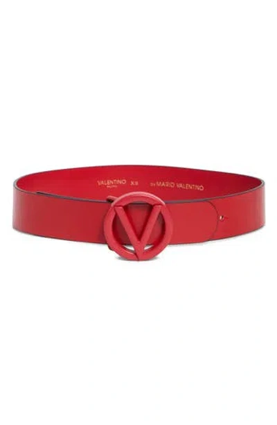 Valentino By Mario Valentino Vlogo Tonal Buckle Leather Belt