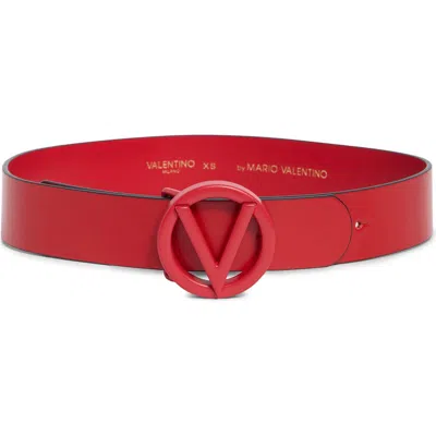 Valentino By Mario Valentino Vlogo Tonal Buckle Leather Belt