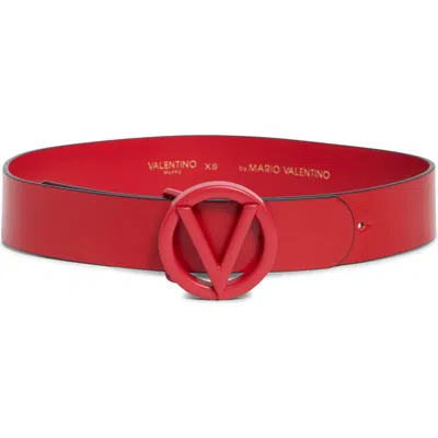 Valentino By Mario Valentino Vlogo Tonal Buckle Leather Belt