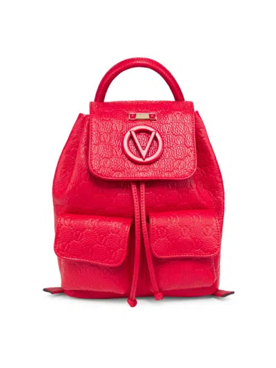 Valentino By Mario Valentino Women's Abraham Monogram Embossed Leather Backpack In Fuego