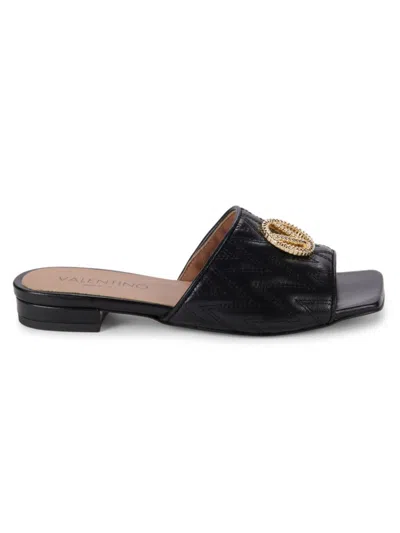 Valentino By Mario Valentino Women's Afrodite Logo Leather Sandals In Black