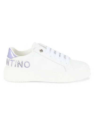 Valentino By Mario Valentino Women's Alice Leather Wedge Sneakers In White Lilac