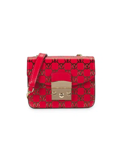 Valentino By Mario Valentino Women's Bijou Monogram Leather Crossbody Bag In Fuego