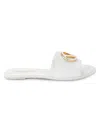 Valentino By Mario Valentino Women's Bugola Logo Leather Flat Sandals In White