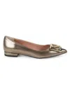 Valentino By Mario Valentino Flora Leather Flat In Pewter
