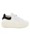 Valentino By Mario Valentino Fresia Moon Leather Sneaker In White Black