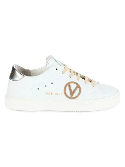 Valentino By Mario Valentino Women's Laura Logo Low Top Leather Sneakers In White