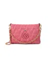 Valentino By Mario Valentino Vanille Diamond Quilted Leather Shoulder Bag In Coral Pink
