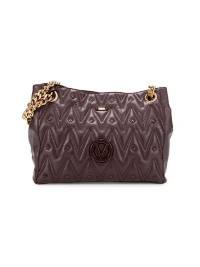 Valentino By Mario Valentino Women's Luisa Leather Shoulder Bag In Fig Purple