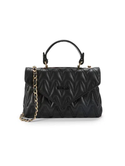 Valentino By Mario Valentino Women's Lynn Textured Logo Leather Two Way Top Handle Bag In Black