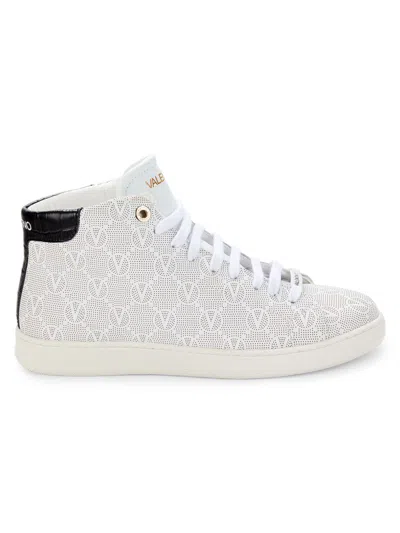 Valentino By Mario Valentino Women's Mabel Perforated Mongram High Top Sneakers In White Black