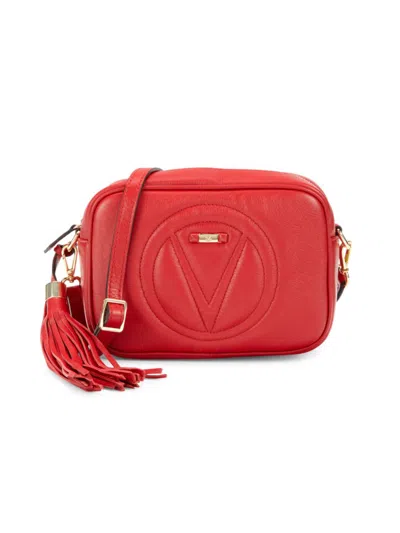 Valentino By Mario Valentino Women's Mia Logo Leather Camera Shoulder Bag In Red