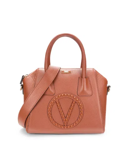 Valentino By Mario Valentino Women's Minimi Studded Logo Leather Two Way Tote In Umber