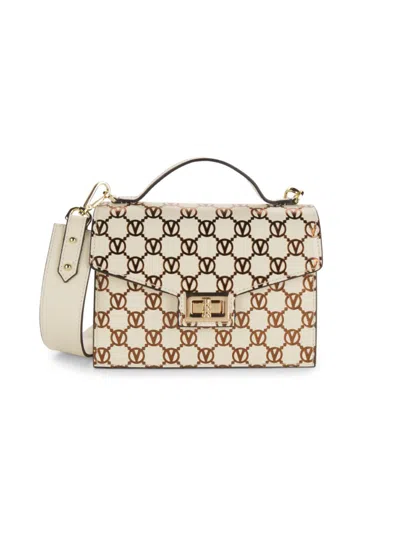 Valentino By Mario Valentino Women's Titti Monogram Leather Top Handle Bag In Milk
