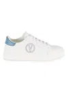 Valentino By Mario Valentino Mira Leather Sneaker In White Blue