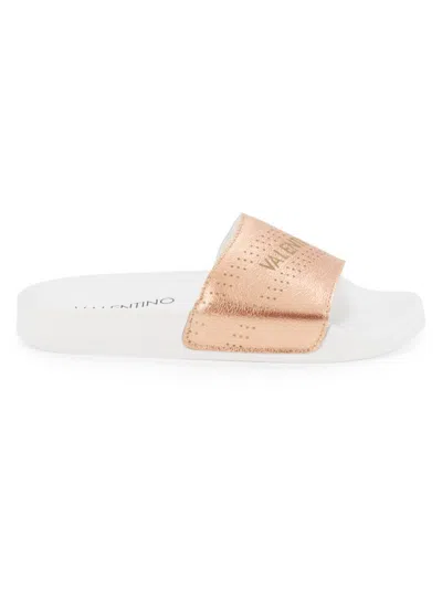 Valentino By Mario Valentino Women's Sibilla Perforated Leather Slides In Copper