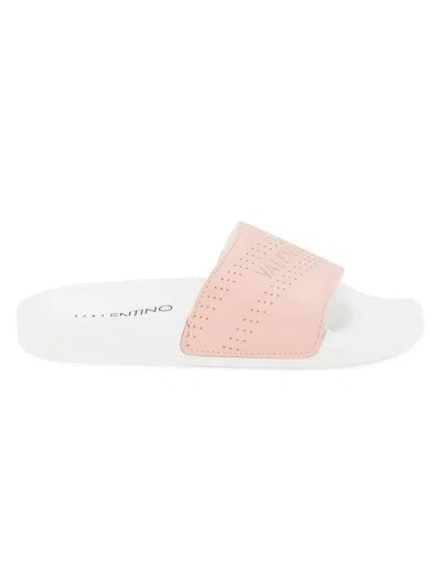 Valentino By Mario Valentino Women's Sibilla Perforated Leather Slides In Pink