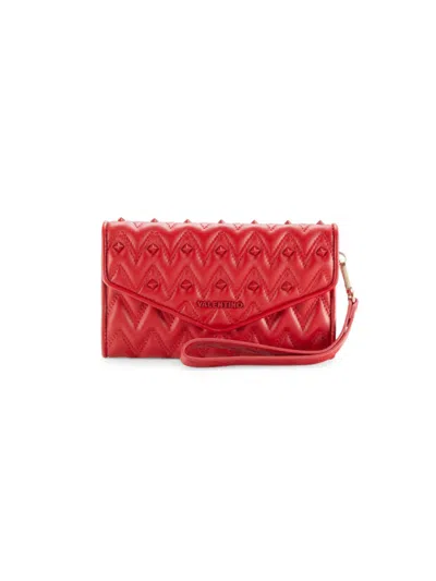 Valentino By Mario Valentino Women's Studded Quilted Leather Wristlet Pouch In Red